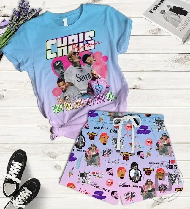 Chris Brown With You Short Sleeve Pajamas Set