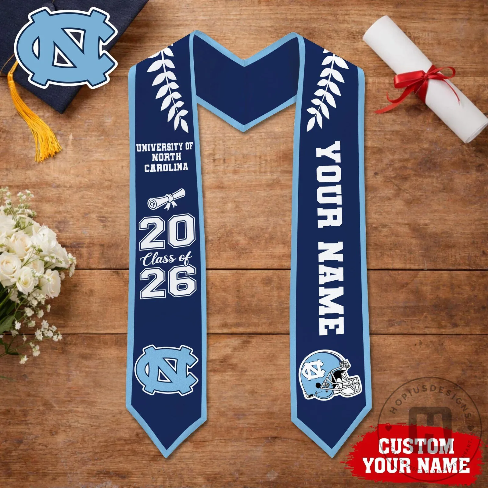 University of North Carolina Tar Heels Class of 2026 Graduation Stole