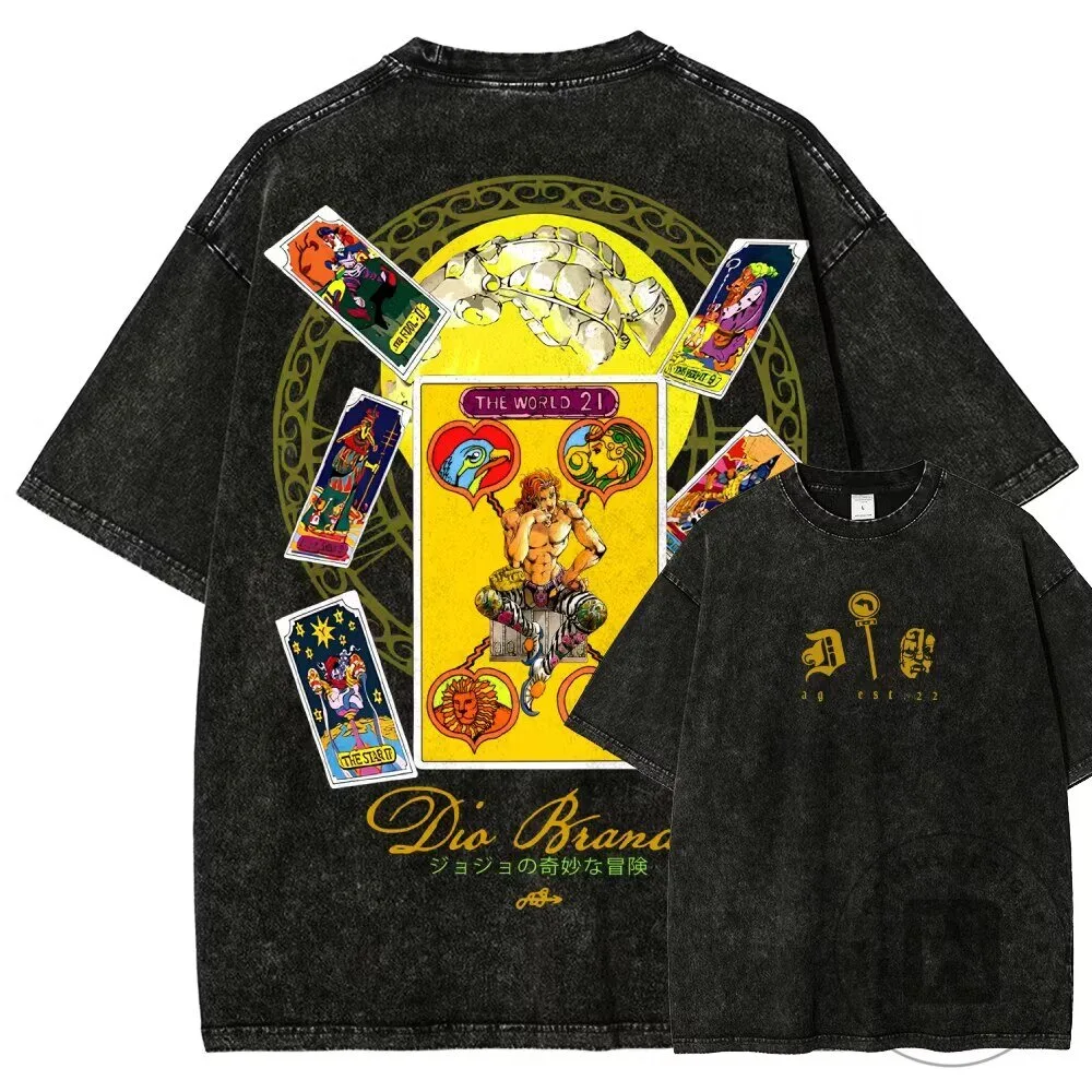 JoJo's Bizarre Adventure Dio Brando The World Tarot Card Washed T-Shirt