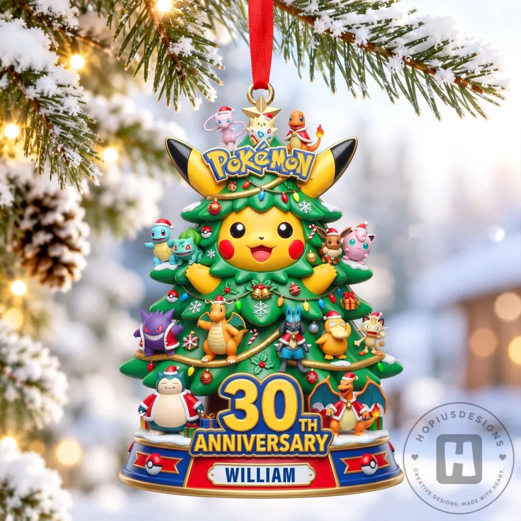 Pokemon Pikachu 30th Anniversary Christmas Tree Holiday Ornament Pokemon Pikachu 30th Anniversary Christmas Tree Holiday Ornament