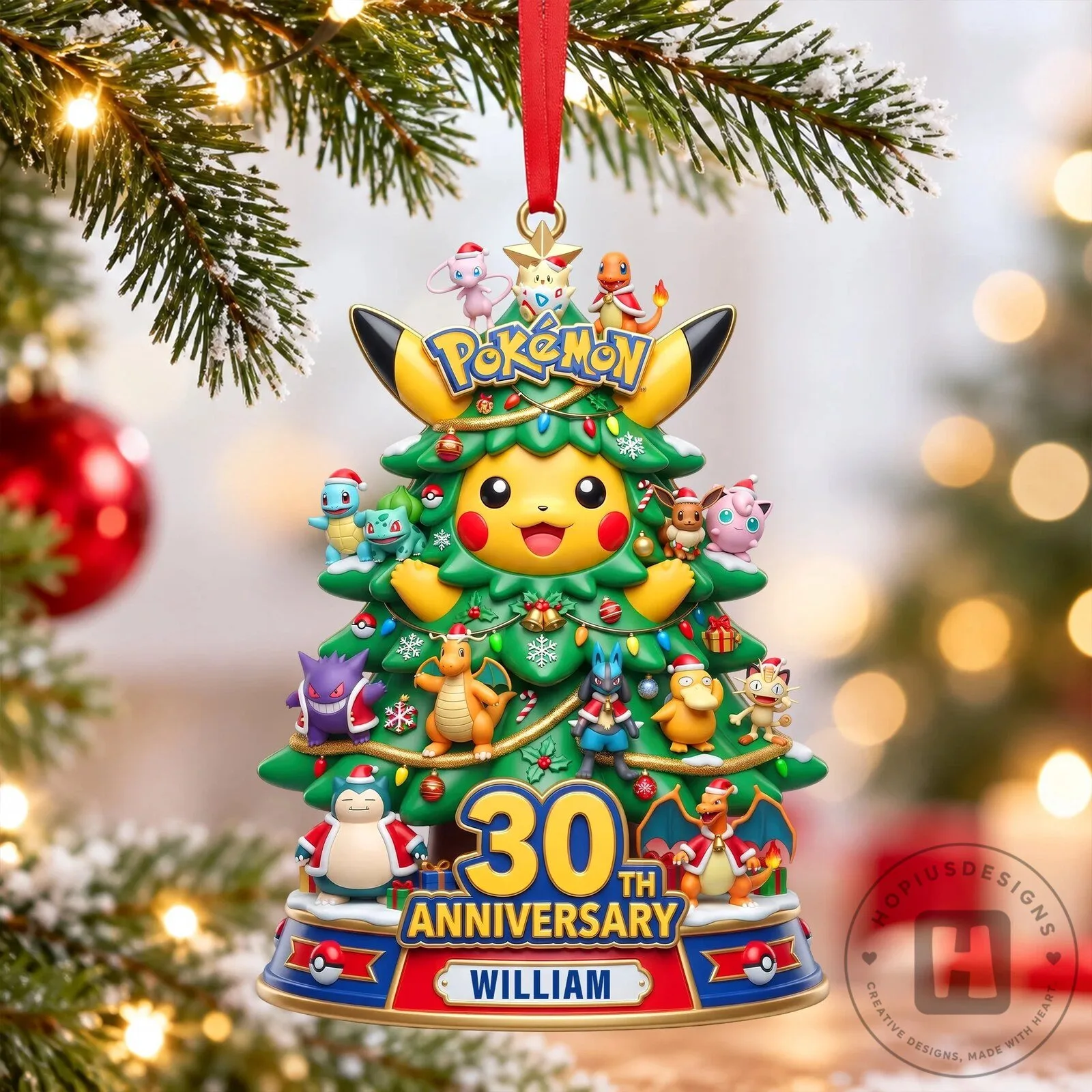 Pokemon Pikachu 30th Anniversary Christmas Tree Holiday Ornament 8 Pokemon Pikachu 30th Anniversary Christmas Tree Holiday Ornament