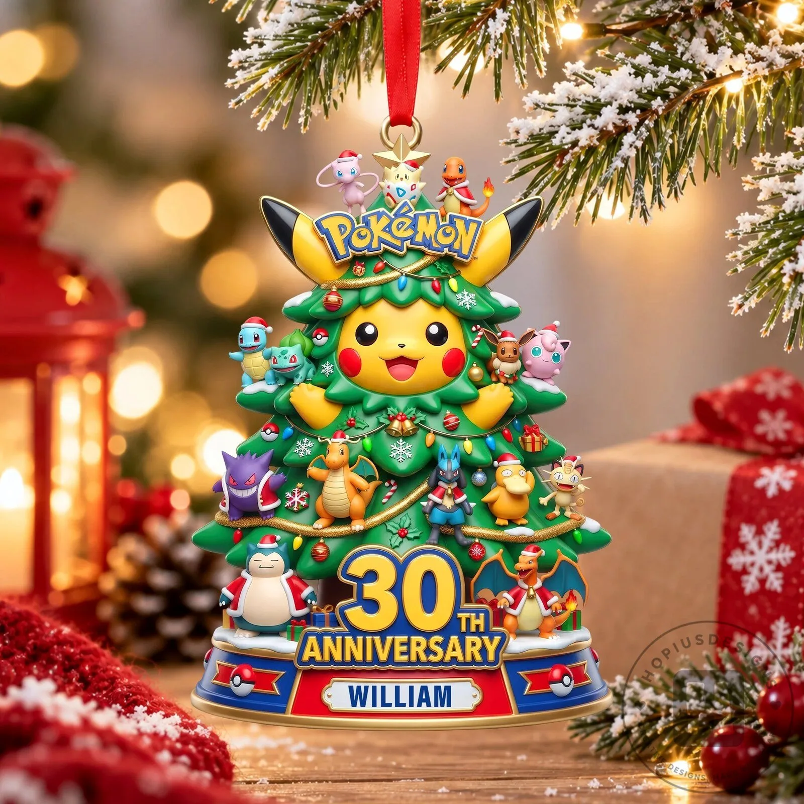 Pokemon Pikachu 30th Anniversary Christmas Tree Holiday Ornament 9 Pokemon Pikachu 30th Anniversary Christmas Tree Holiday Ornament