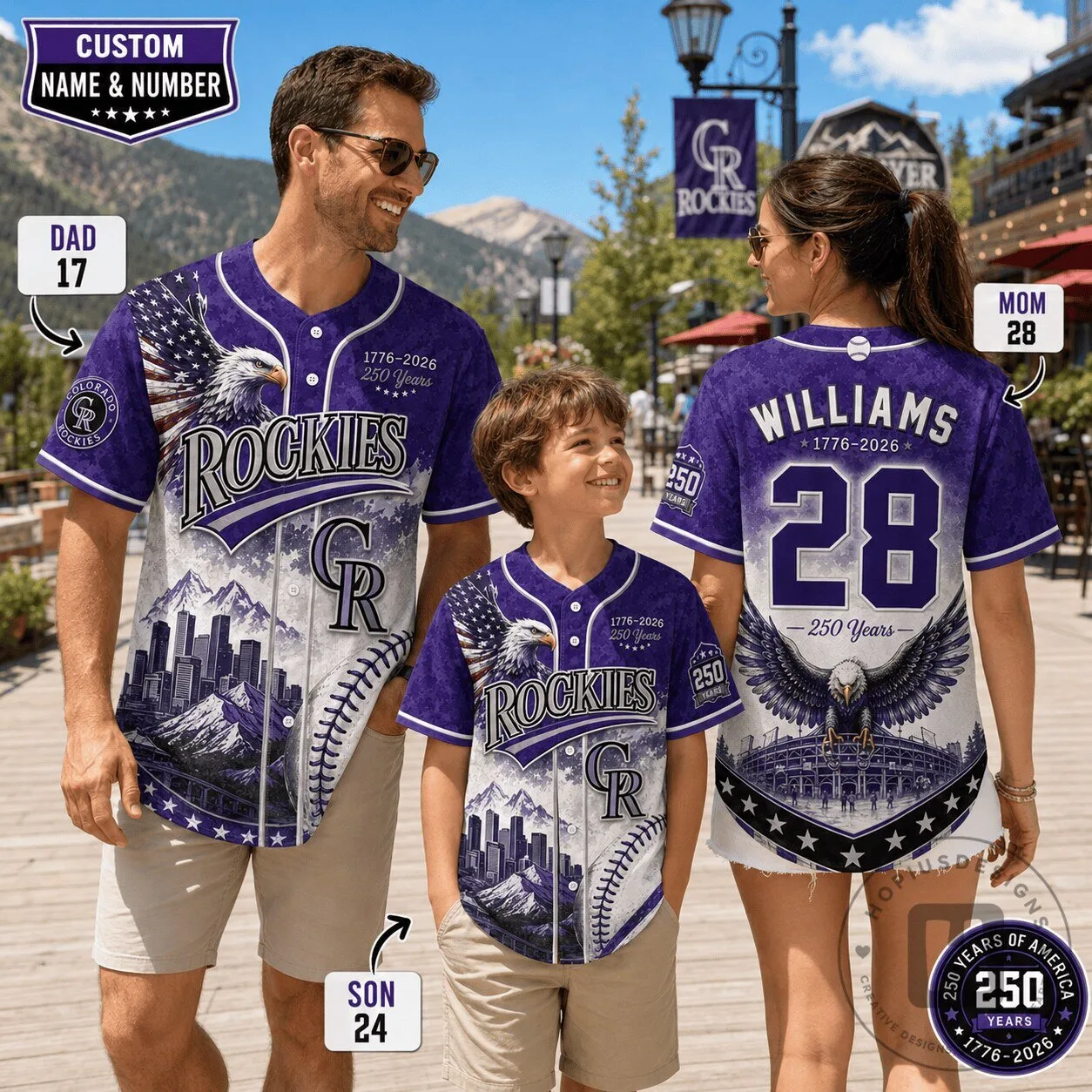 Colorado Rockies Baseball Jersey Custom Name and Number Family Matching Set