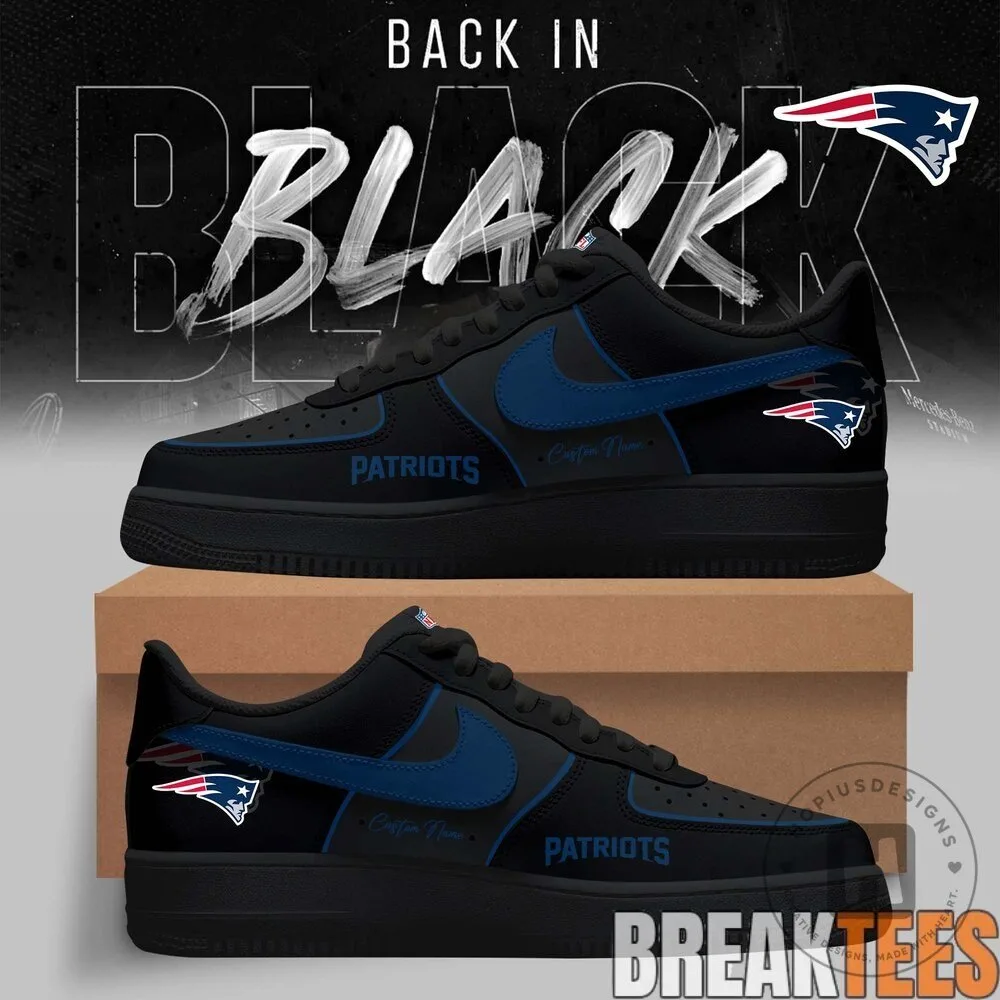 New England Patriots Custom Name Black Air Force One Shoes