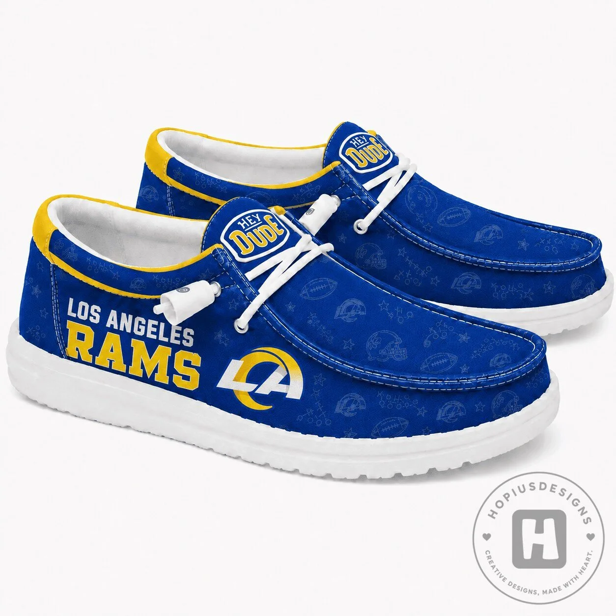 Los Angeles Rams Hey Dude Style Blue Loafer Shoes for Men and Women