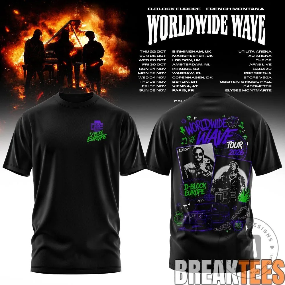D-Block Europe Worldwide Wave Tour 2026 Concert Dates Black T-Shirt