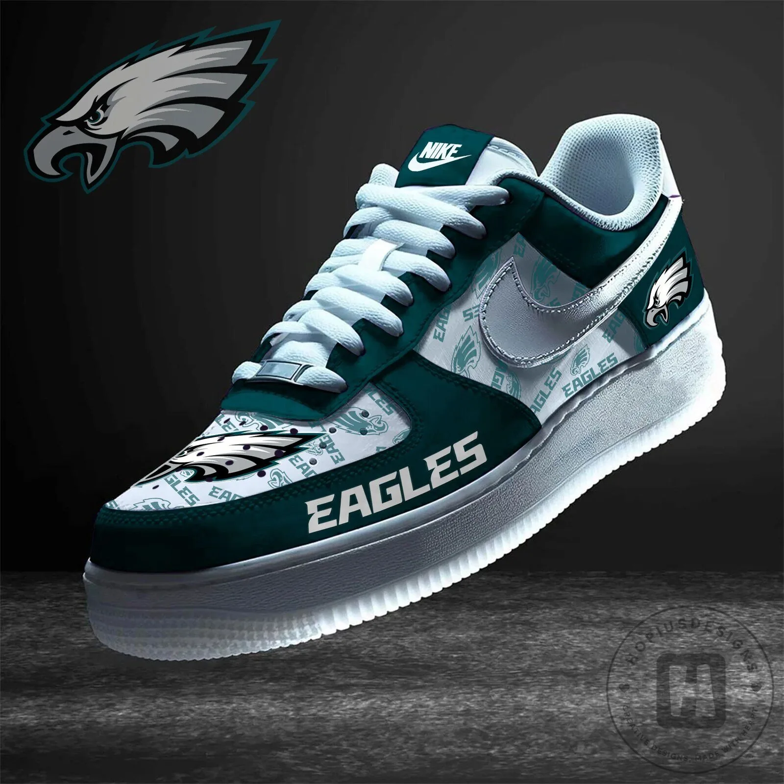 Philadelphia Eagles Custom Design Nike Air Force 1 Sneakers