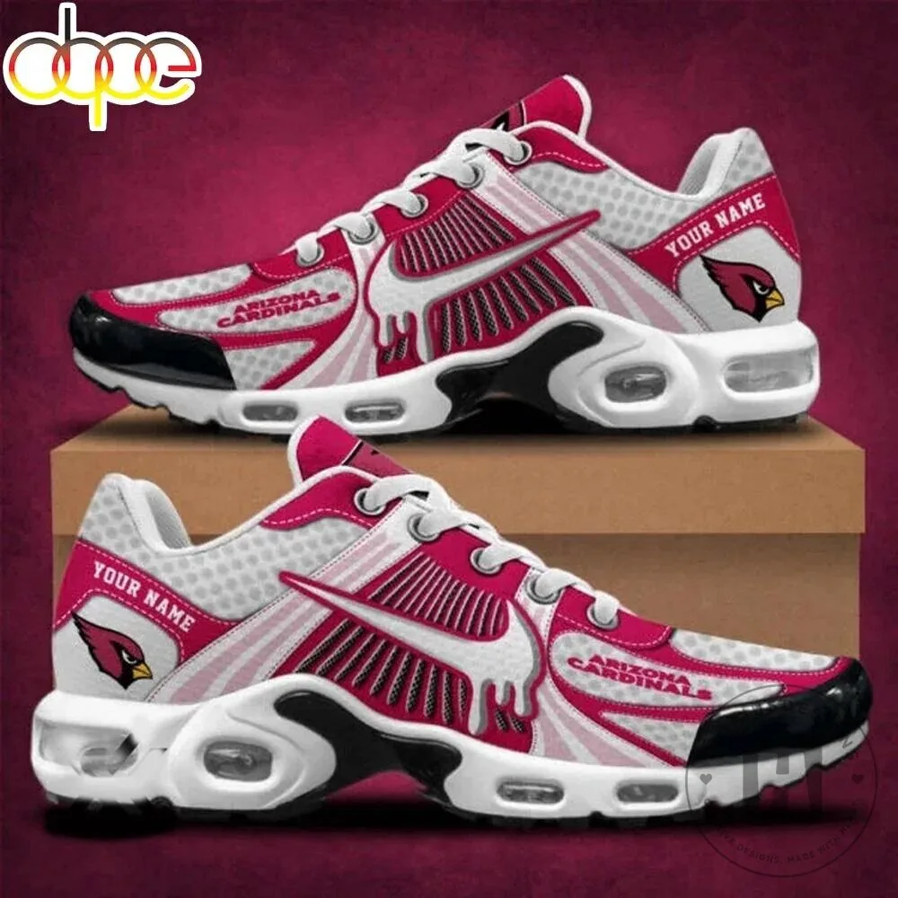 Arizona Cardinals Football Team Custom Name White and Red Athletic Sneakers