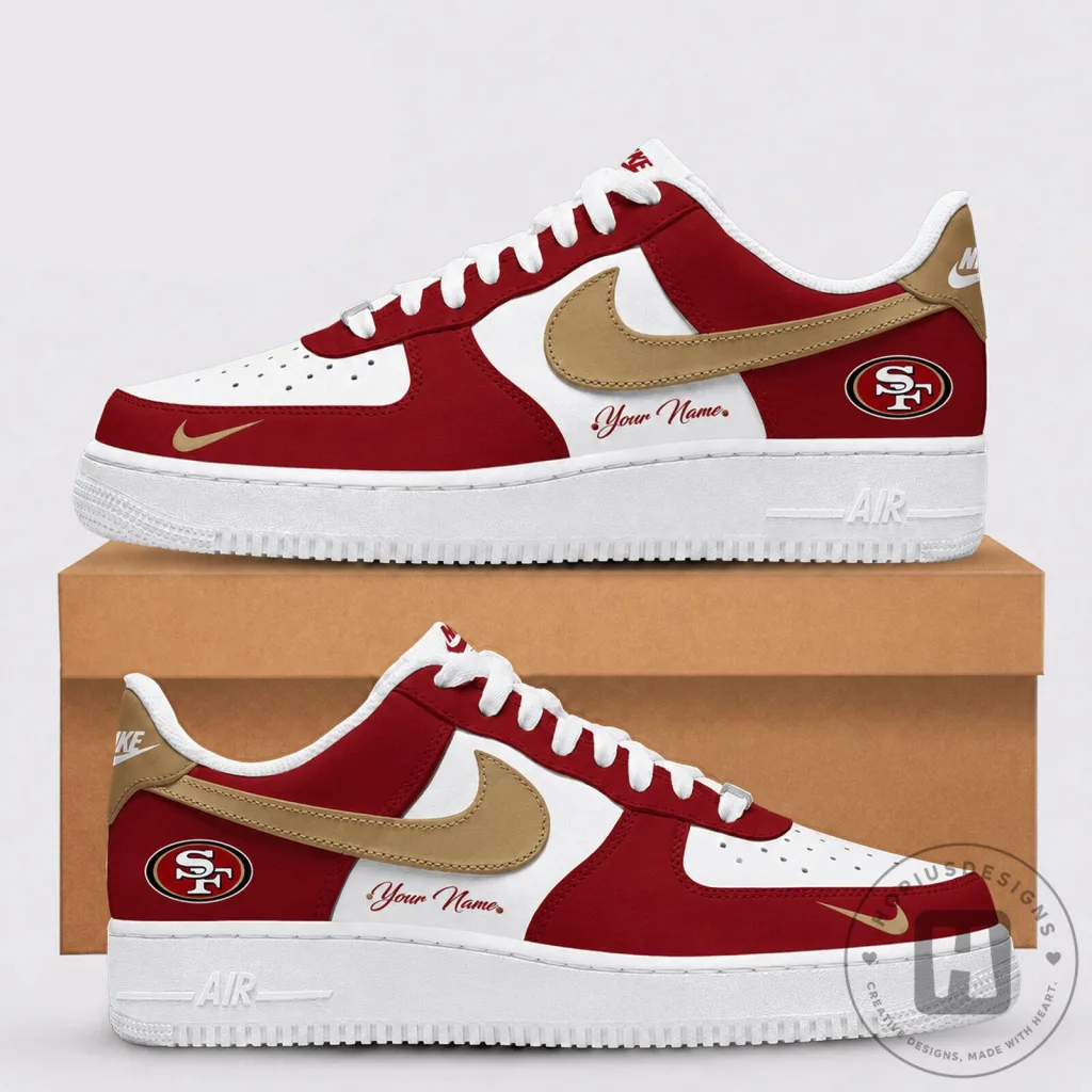 San Francisco 49ers Personalized Red and Gold NFL Team Sneakers 15 San Francisco 49ers Personalized Red and Gold NFL Team Sneakers
