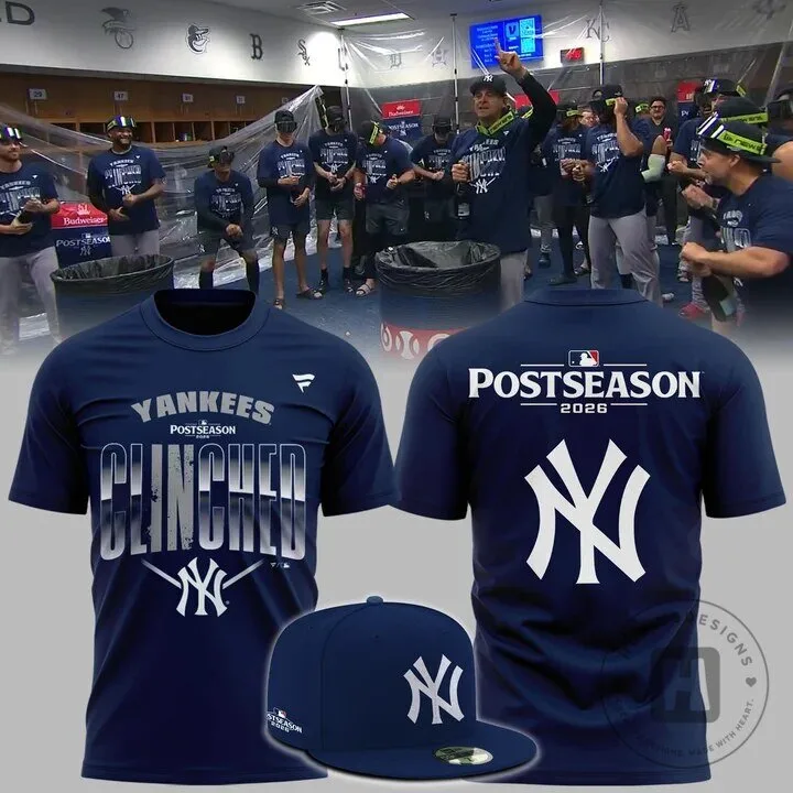 2026 Postseason Clinched Navy Blue T-Shirt for New York Yankees Fans