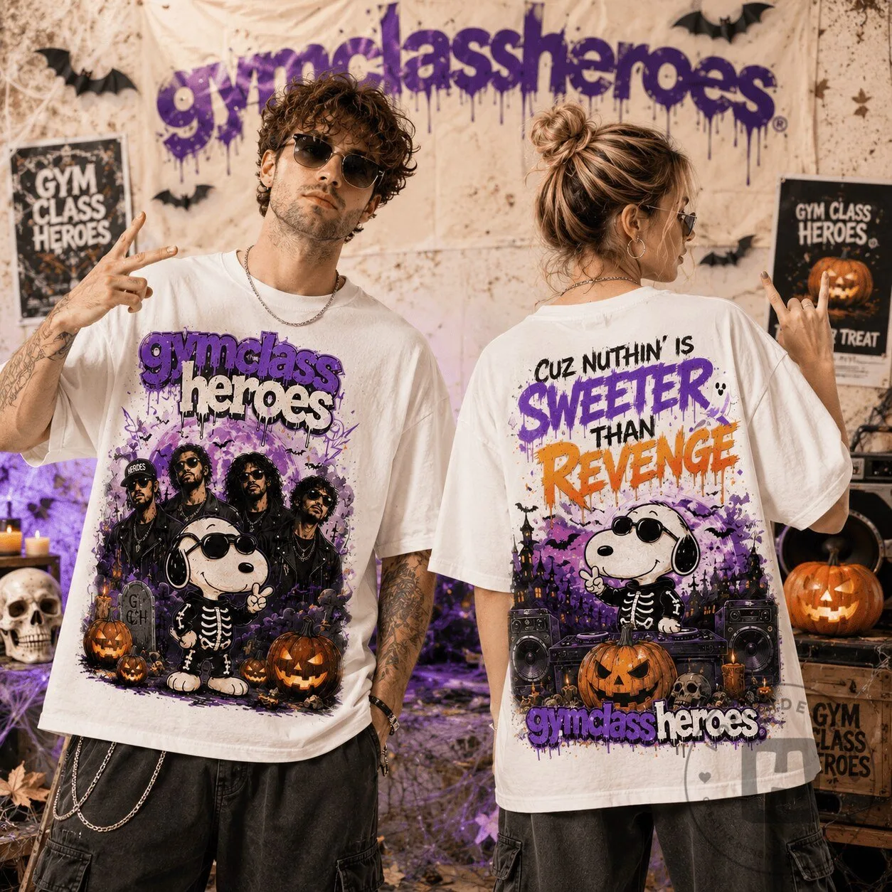 Gym Class Heroes Halloween Lover Skeleton Snoopy T-Shirt
