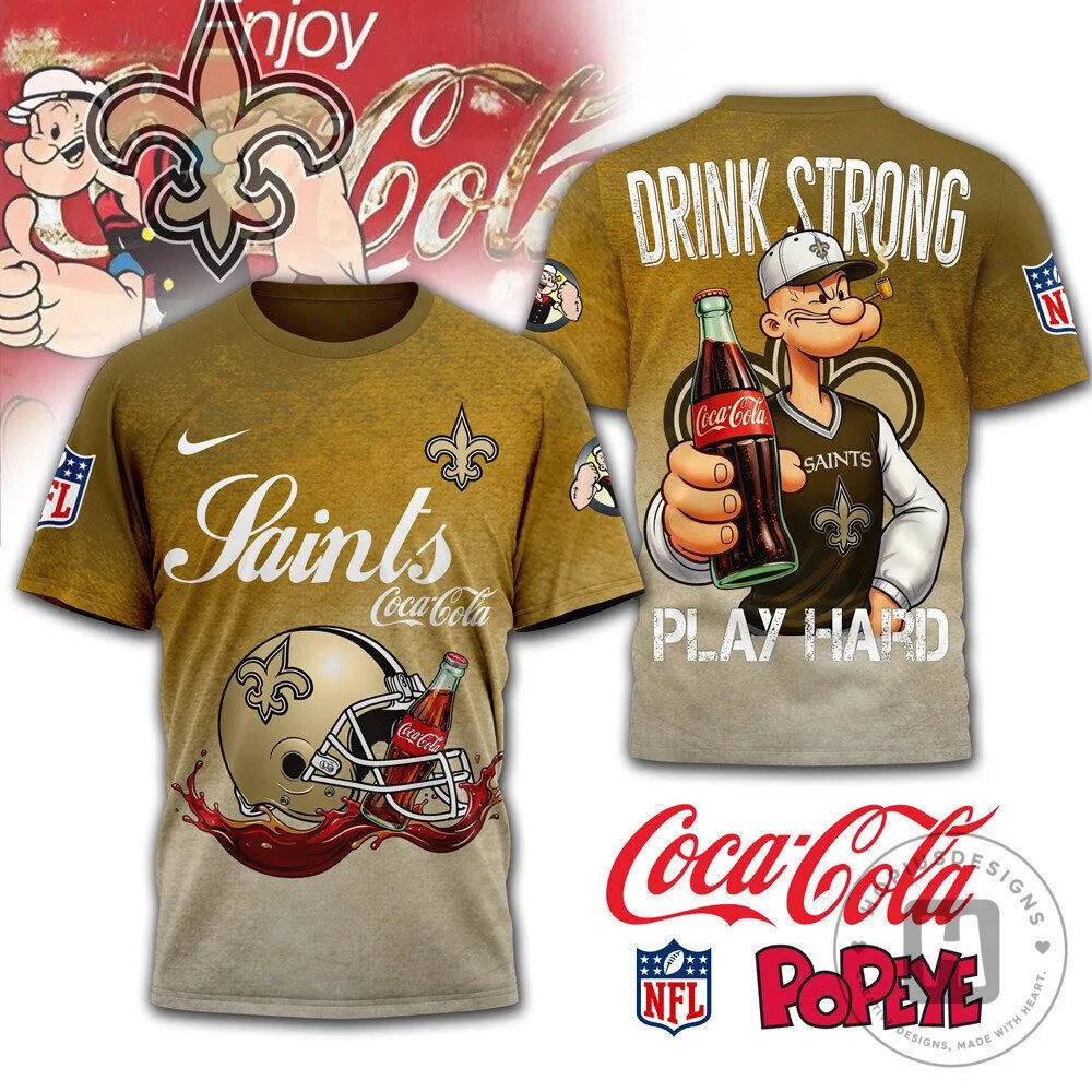 New Orleans Saints Popeye Coca-Cola Football Fan T-Shirt 5 New Orleans Saints Popeye Coca-Cola Football Fan T-Shirt