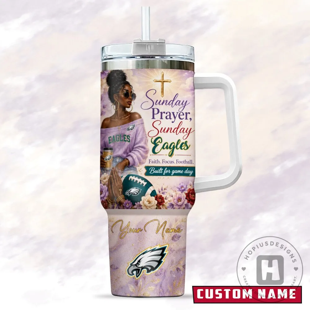 Philadelphia Football Eagles Fan Stainless Steel Tumbler with Handle and Straw