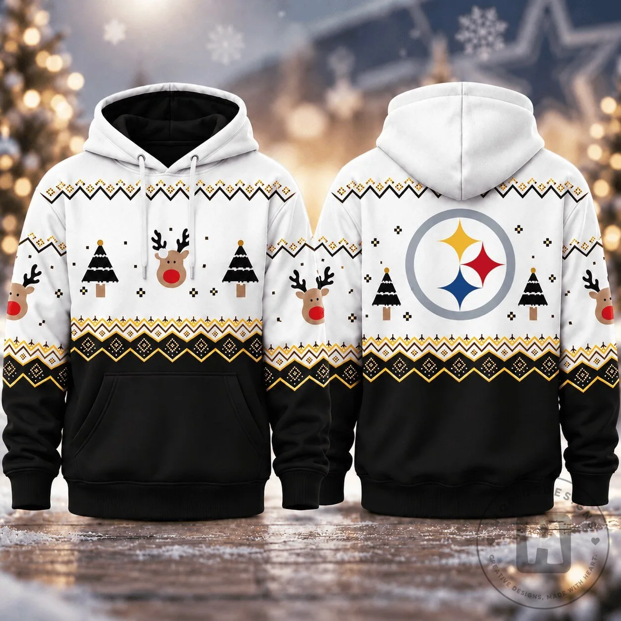 Pittsburgh Steelers Christmas Game Day Ugly Sweater Pullover Hoodie