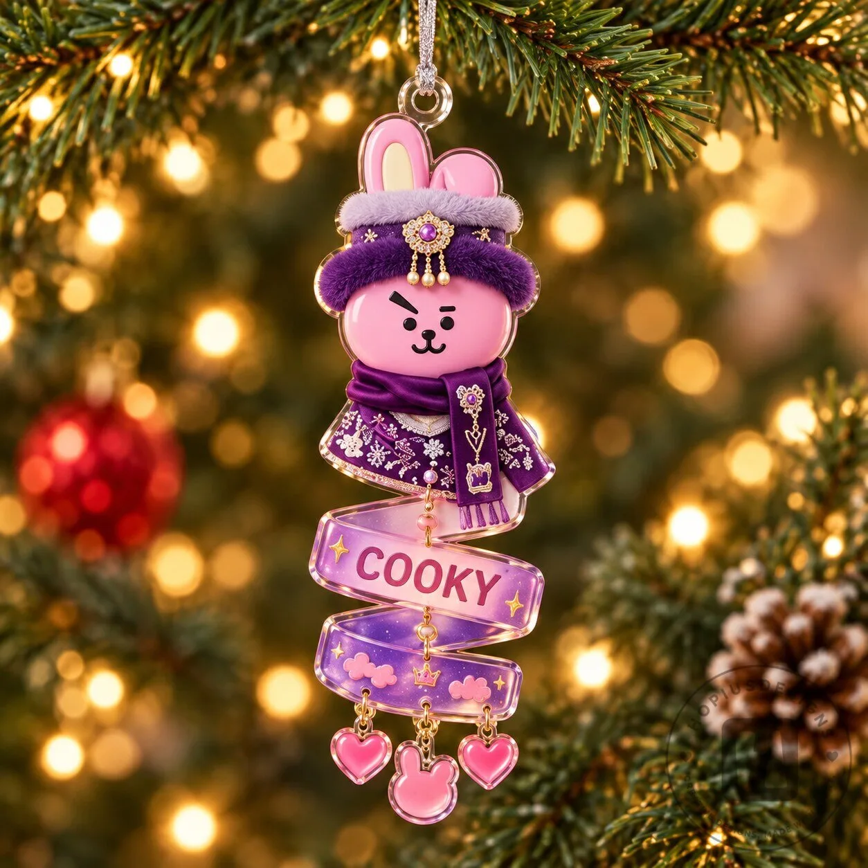 Cooky Purple Royal Christmas Acrylic Ornament Cute Holiday Tree Decoration