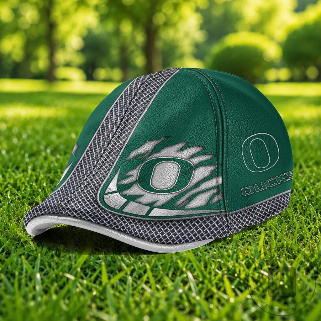 Oregon Ducks NCAA Ivy Cap Flat Cap with Distressed Logo Design Oregon Ducks NCAA Ivy Cap Flat Cap with Distressed Logo Design