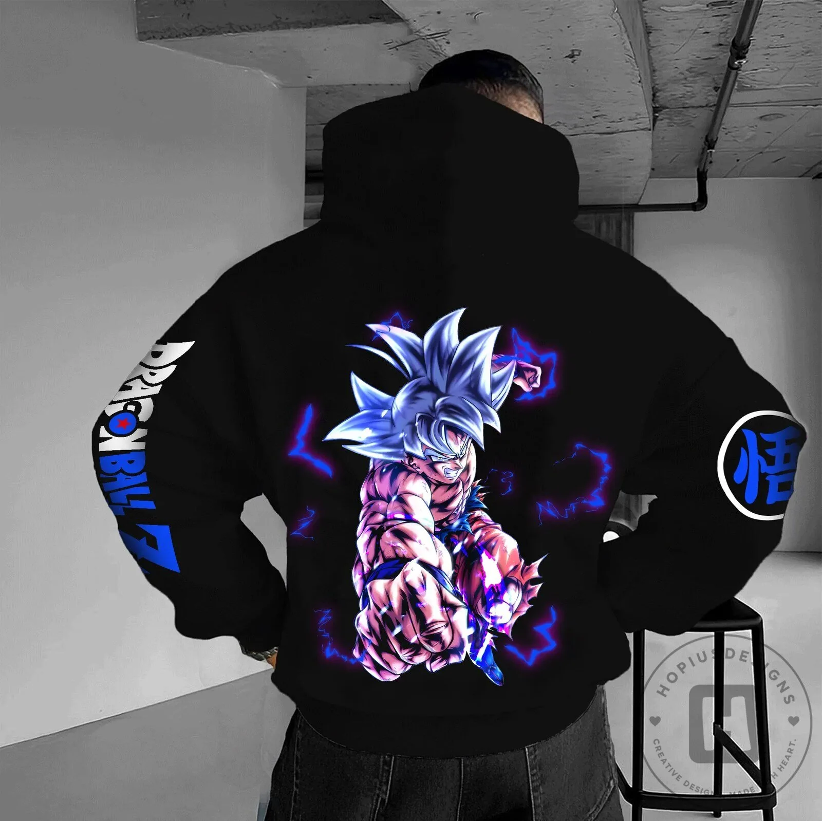 Dragon Ball Z Super Saiyan Goku Ultra Instinct Graphic Black Hoodie