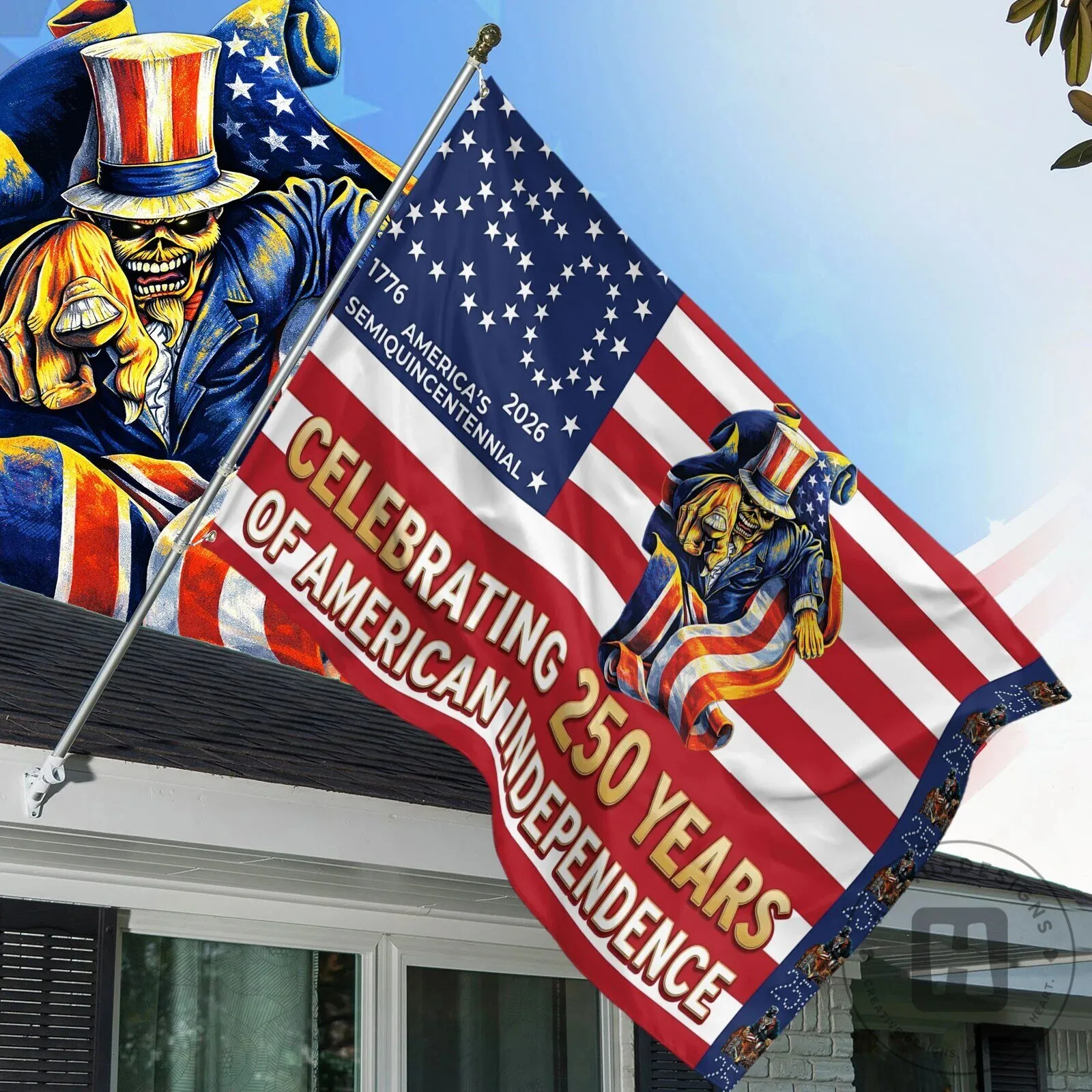 Fourth of July America's Semiquincentennial 250 Years of American Independence Flag