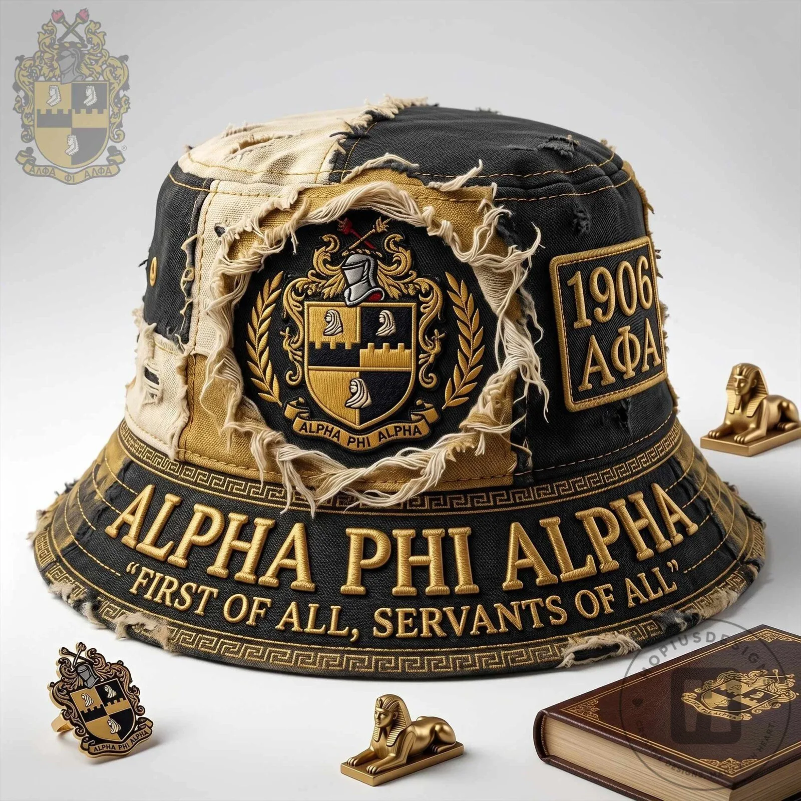 Alpha Phi Alpha Fraternity Distressed Bucket Hat