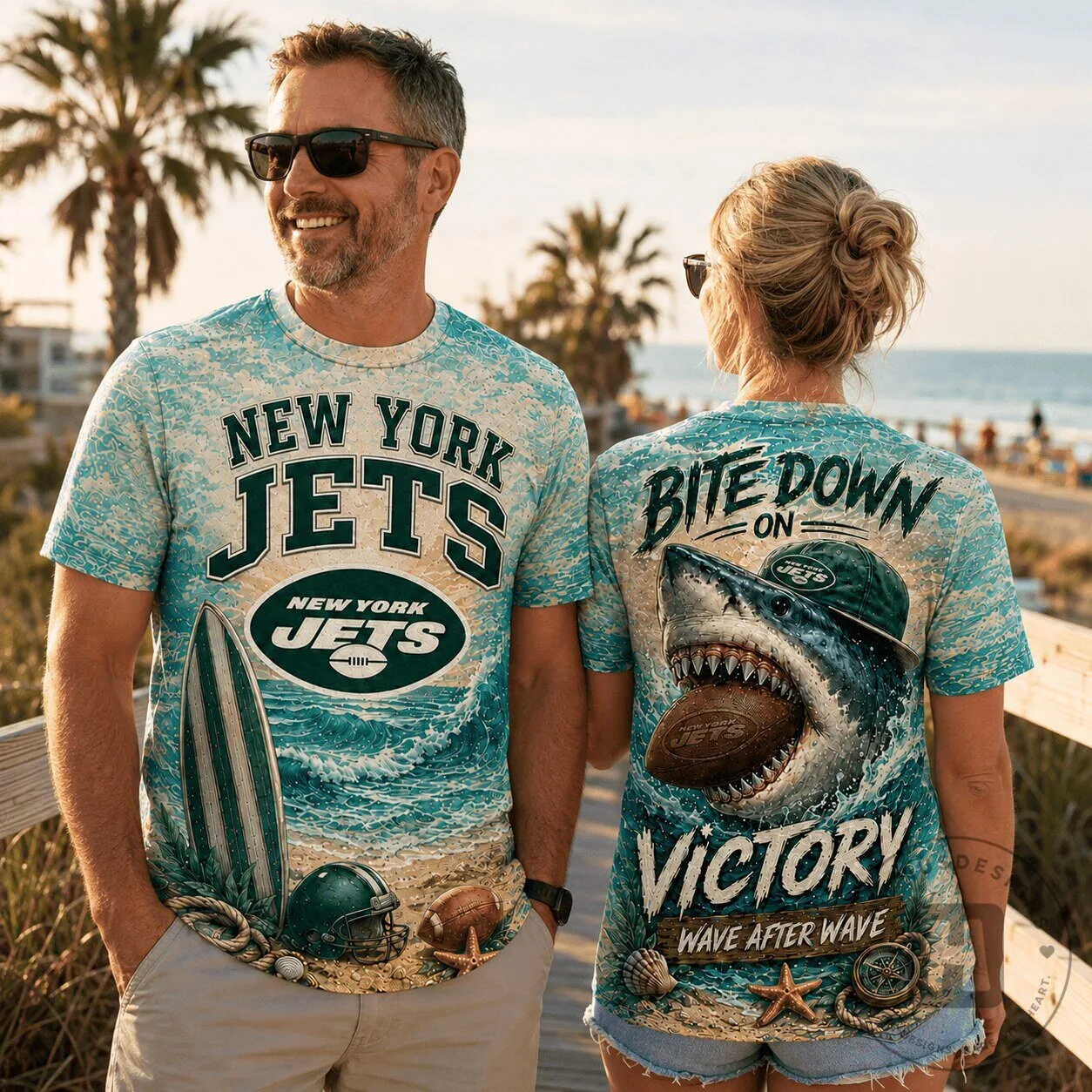 New York Jets Fan Shirt, Premium Tropical Ocean Shark Football T-Shirt