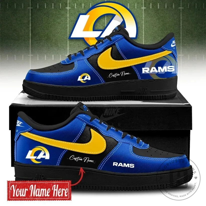 Los Angeles Rams Team Colors Custom Name Fan-Wear Sneakers