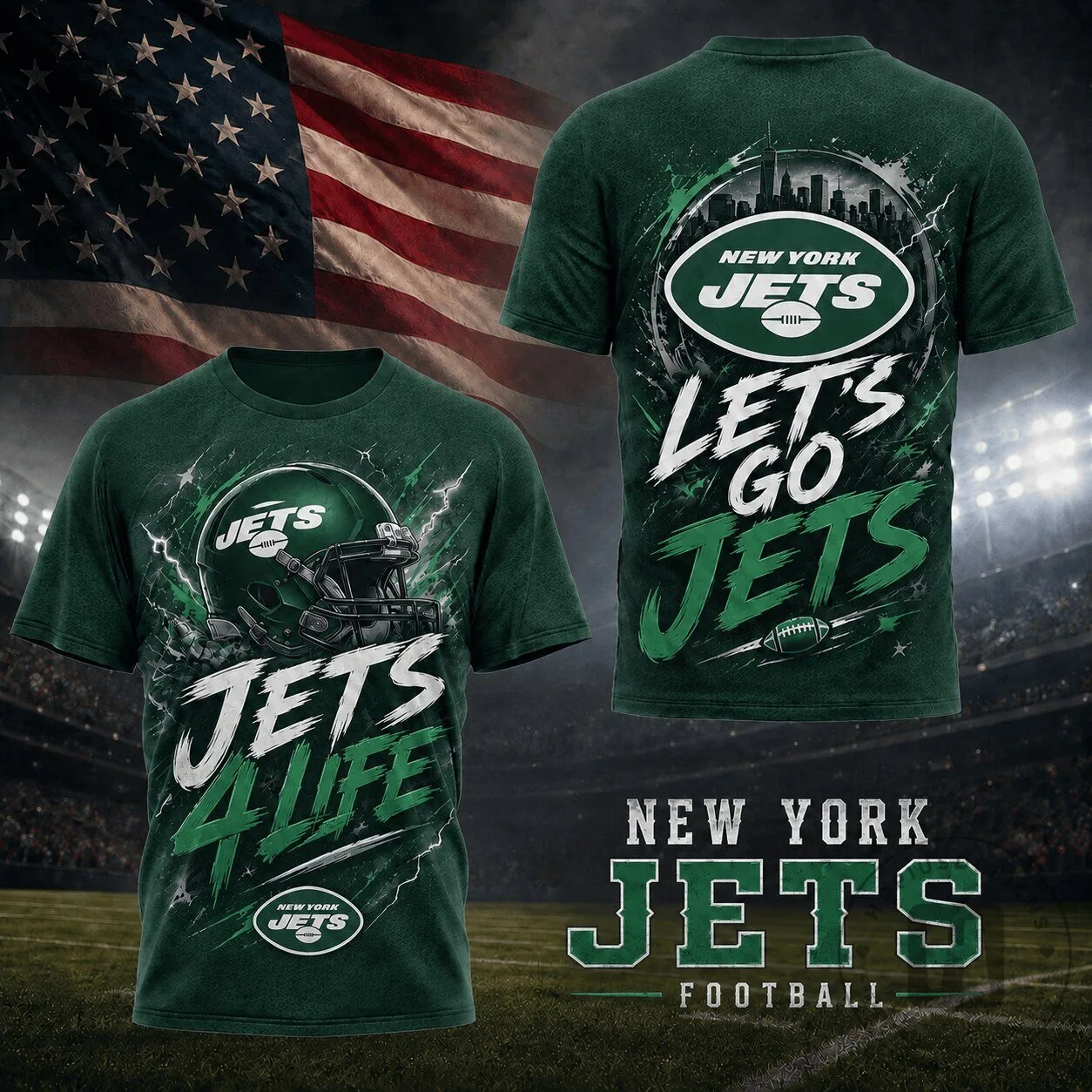 New York Jets Fan Shirt Football Team Green Graphic T-Shirt