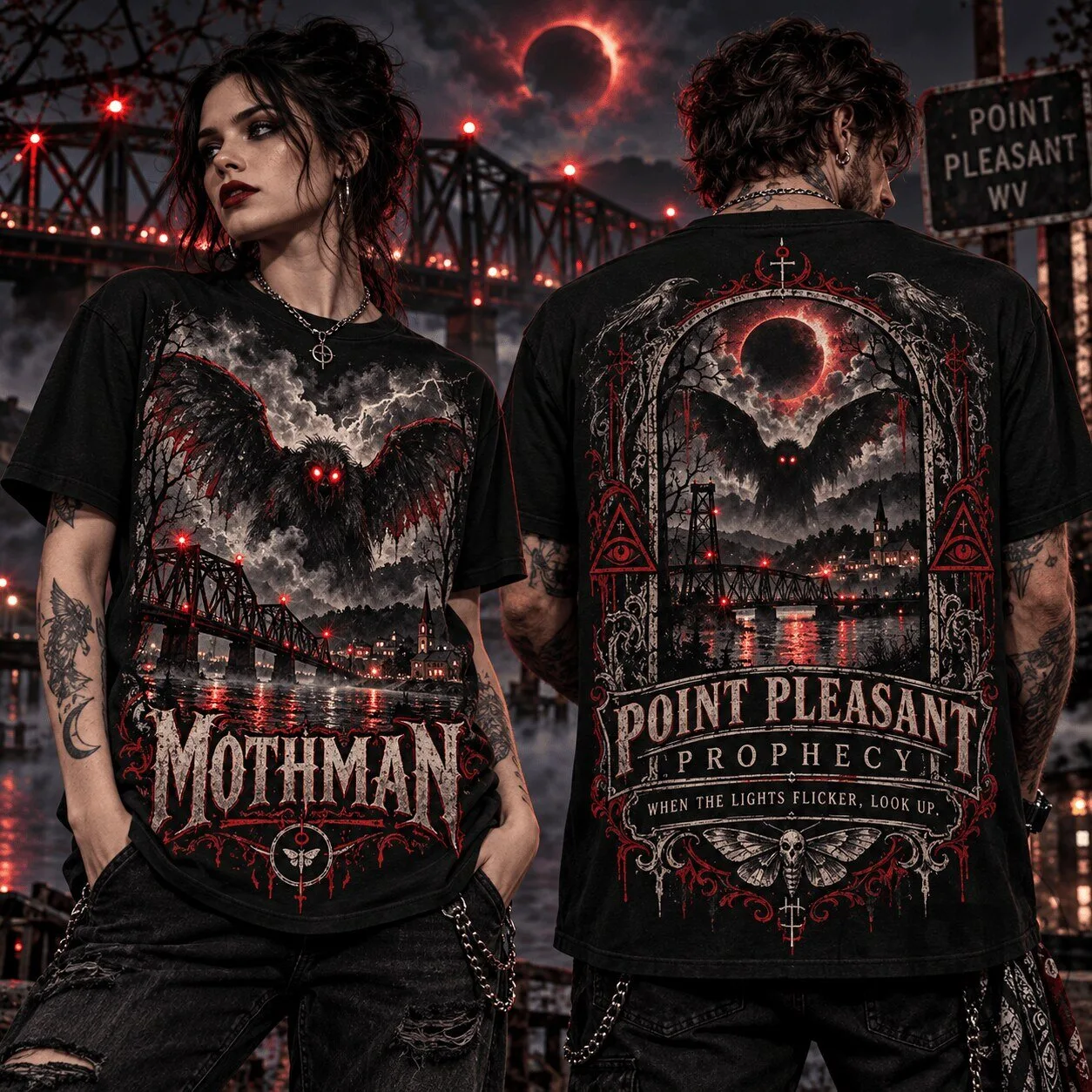 Mothman Point Pleasant West Virginia Prophecy Urban Legend Horror T-Shirt
