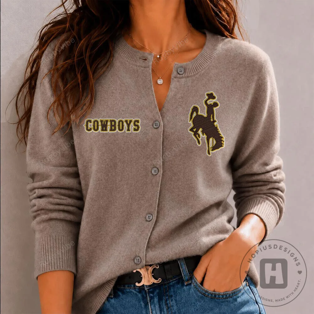 Wyoming Cowboys University Bucking Horse Logo Cardigan Sweater