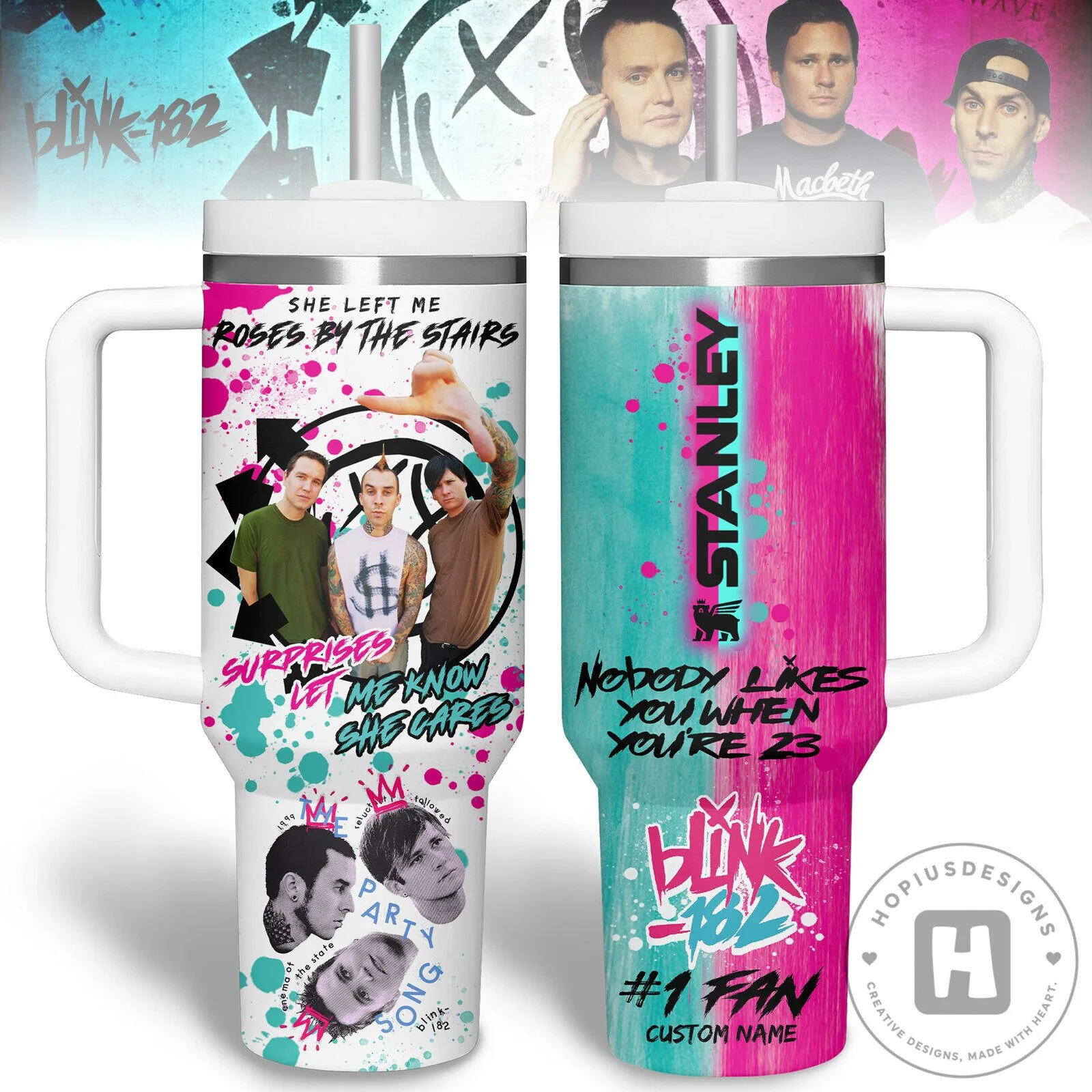 Blink-182 Nobody Likes You When You're 23 Lyrics Tumbler with Handle