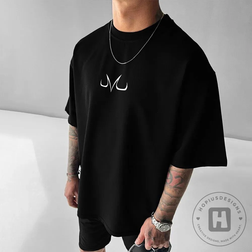 Dragon Ball Z Majin Vegeta Symbol Black Oversized Graphic T-Shirt