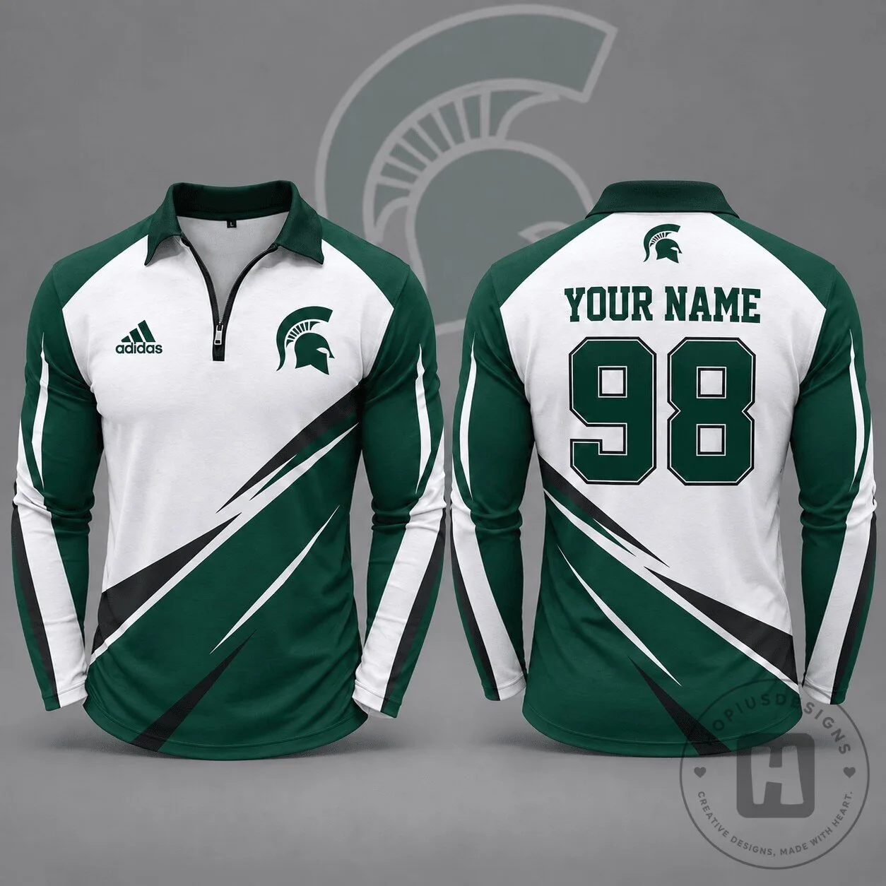Michigan State Spartans Personalized Name and Number Quarter Zip Long Sleeve Shirt