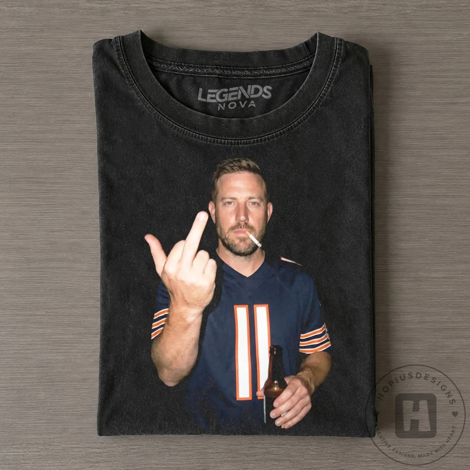 Jay Cutler Chicago Bears Middle Finger Smoking Beer T-Shirt