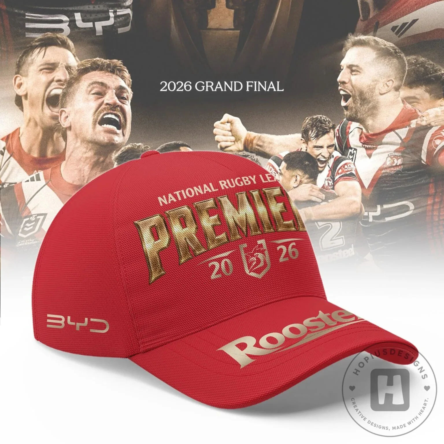 Sydney Roosters National Rugby League 2026 Premiers Red Cap Hat 7 Sydney Roosters National Rugby League 2026 Premiers Red Cap Hat