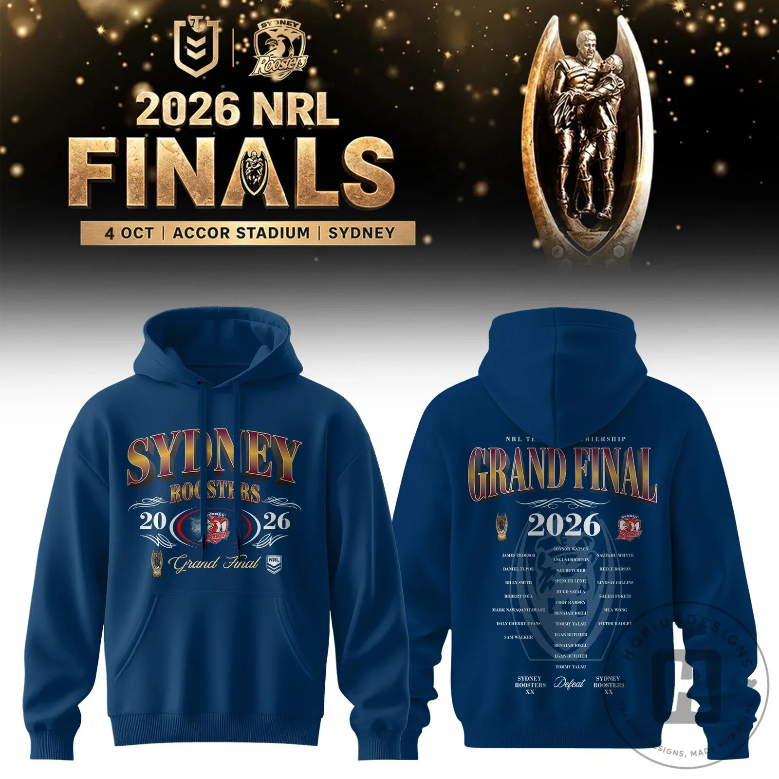 Sydney Roosters 2026 National Rugby League Grand Final Champions Hoodie 1 Sydney Roosters 2026 National Rugby League Grand Final Champions Hoodie