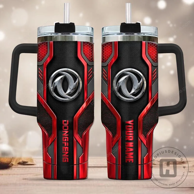 Dongfeng Motor Corporation Logo Personalized Stainless Steel Tumbler with Handle