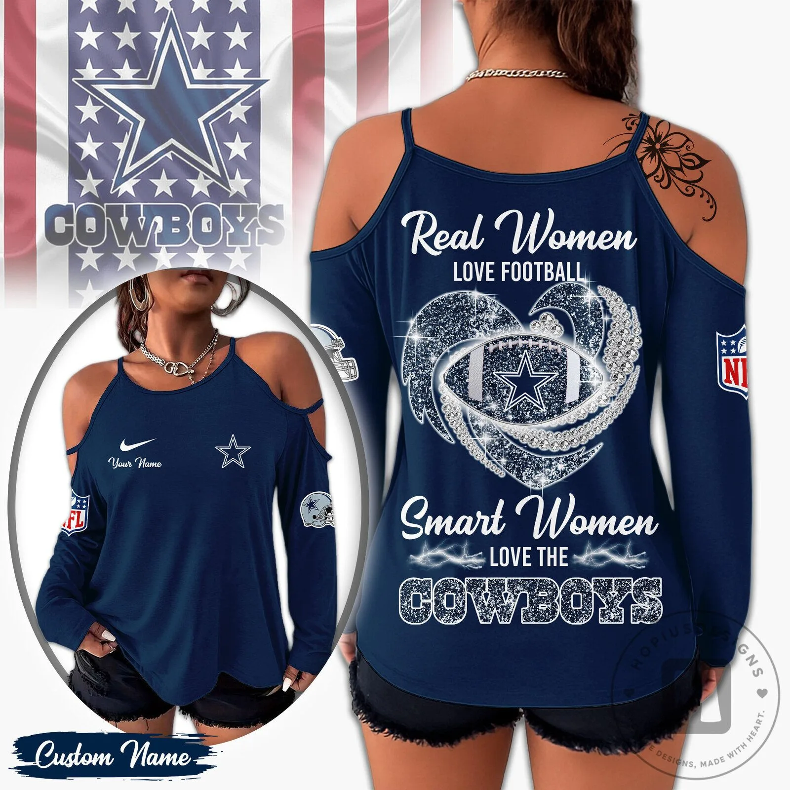 Dallas Cowboys Football Real Women Love The Cowboys Long-Sleeve