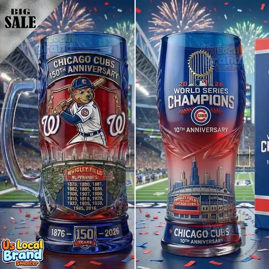 Chicago Cubs 150th Anniversary Wrigley Field Baseball Beer Mug