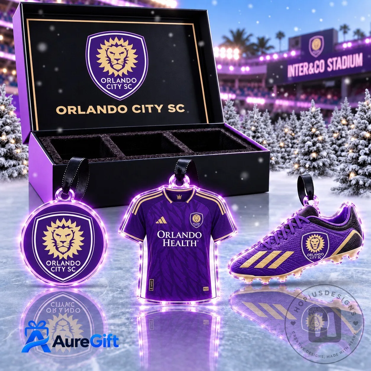 Orlando City Soccer Club MLS Christmas Kickoff Personalized Acrylic Ornament Set