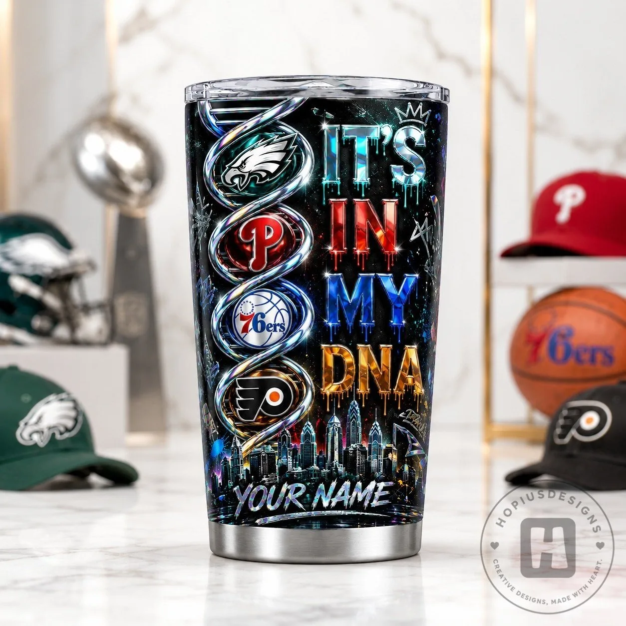 Philadelphia Sports Teams It's In My DNA Personalized Tumbler 23 Philadelphia Sports Teams It