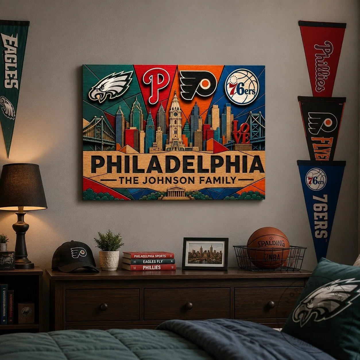 Personalized Philadelphia Sports Teams Skyline Family Name Wall Art 13 Personalized Philadelphia Sports Teams Skyline Family Name Wall Art