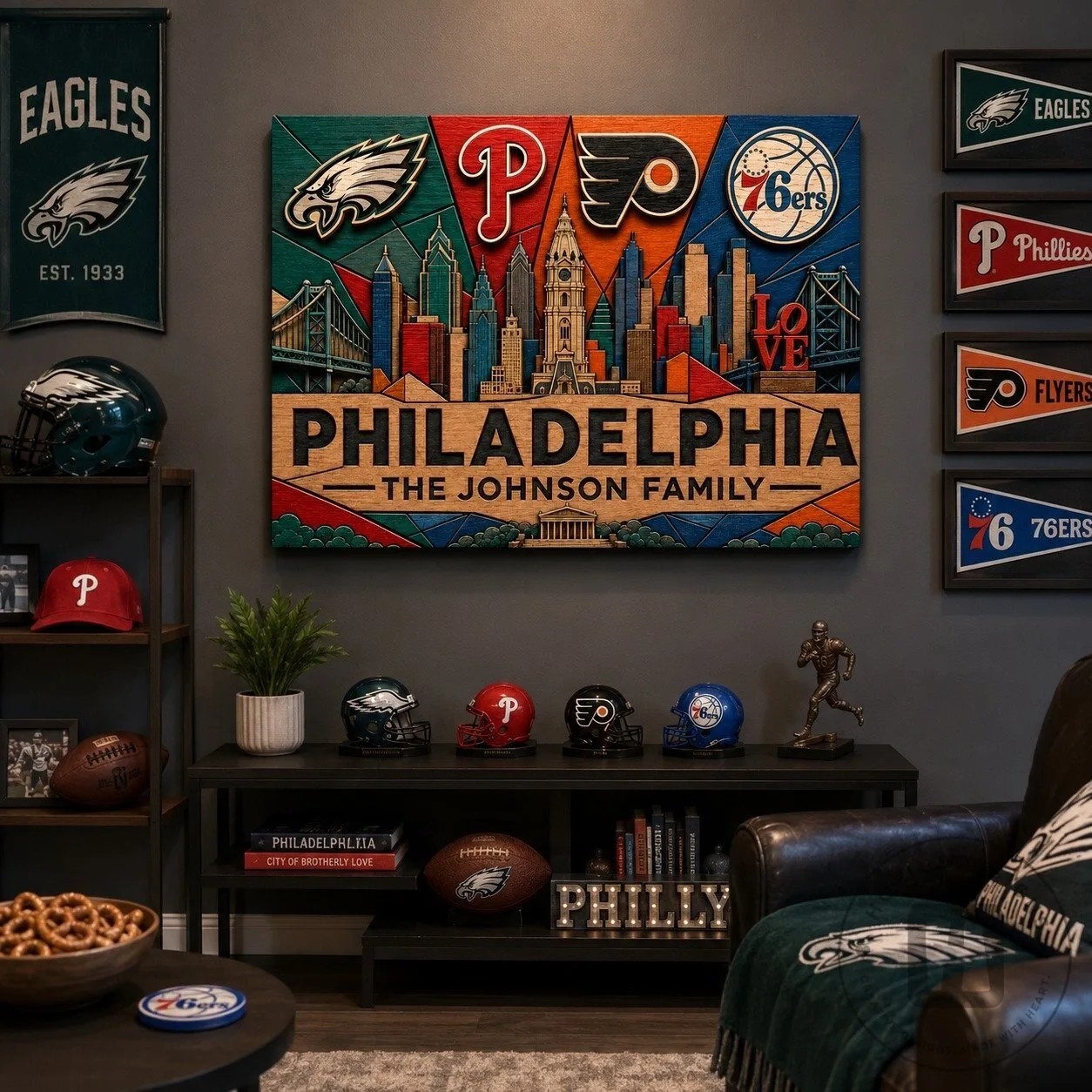 Personalized Philadelphia Sports Teams Skyline Family Name Wall Art 15 Personalized Philadelphia Sports Teams Skyline Family Name Wall Art