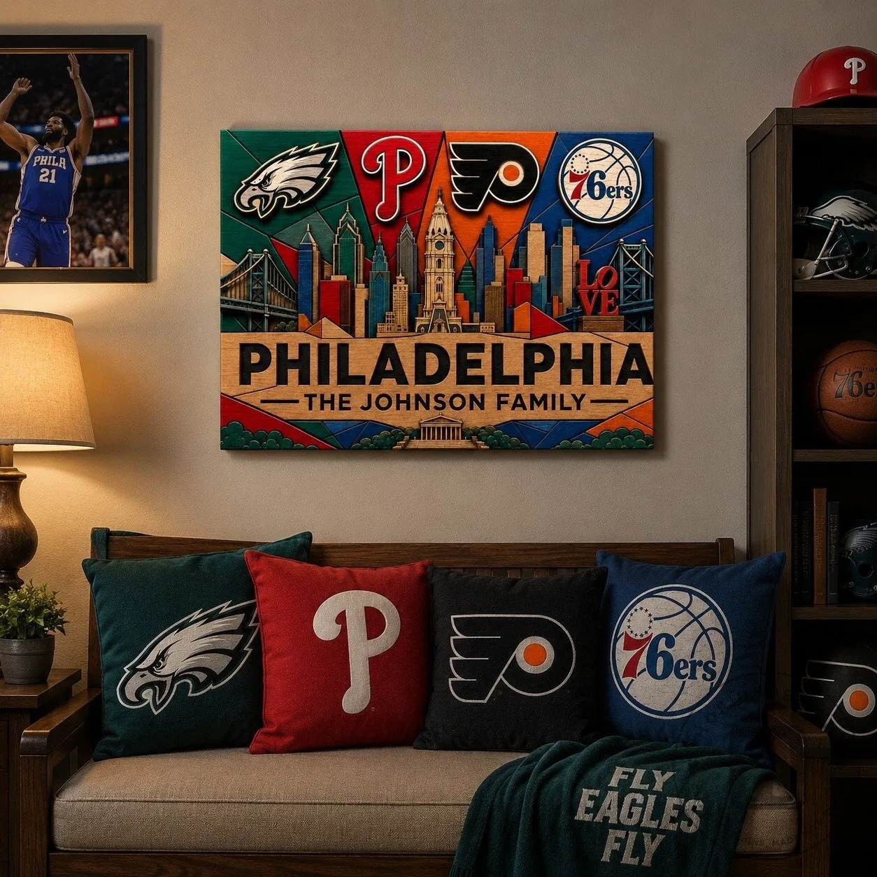 Personalized Philadelphia Sports Teams Skyline Family Name Wall Art 16 Personalized Philadelphia Sports Teams Skyline Family Name Wall Art
