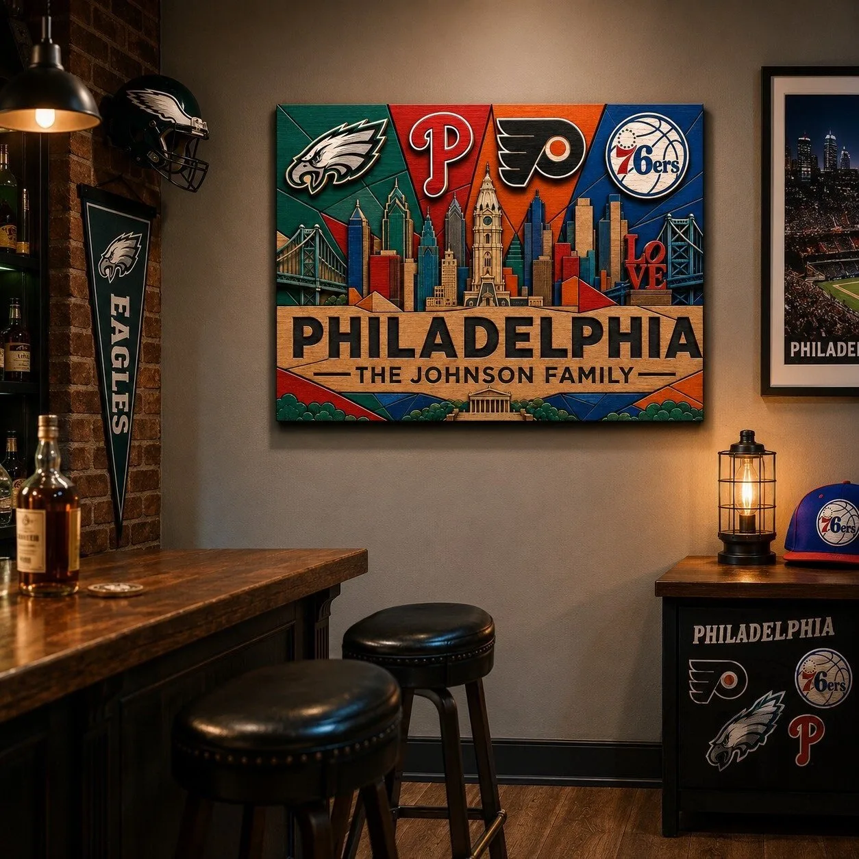 Personalized Philadelphia Sports Teams Skyline Family Name Wall Art 17 Personalized Philadelphia Sports Teams Skyline Family Name Wall Art