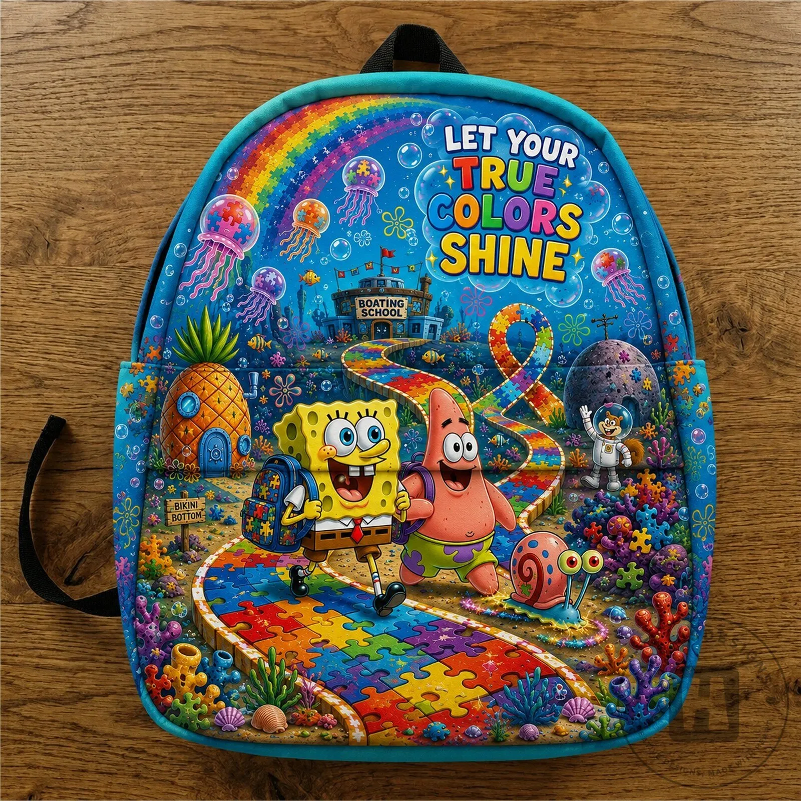 SpongeBob SquarePants Let Your True Colors Shine Autism Awareness Backpack