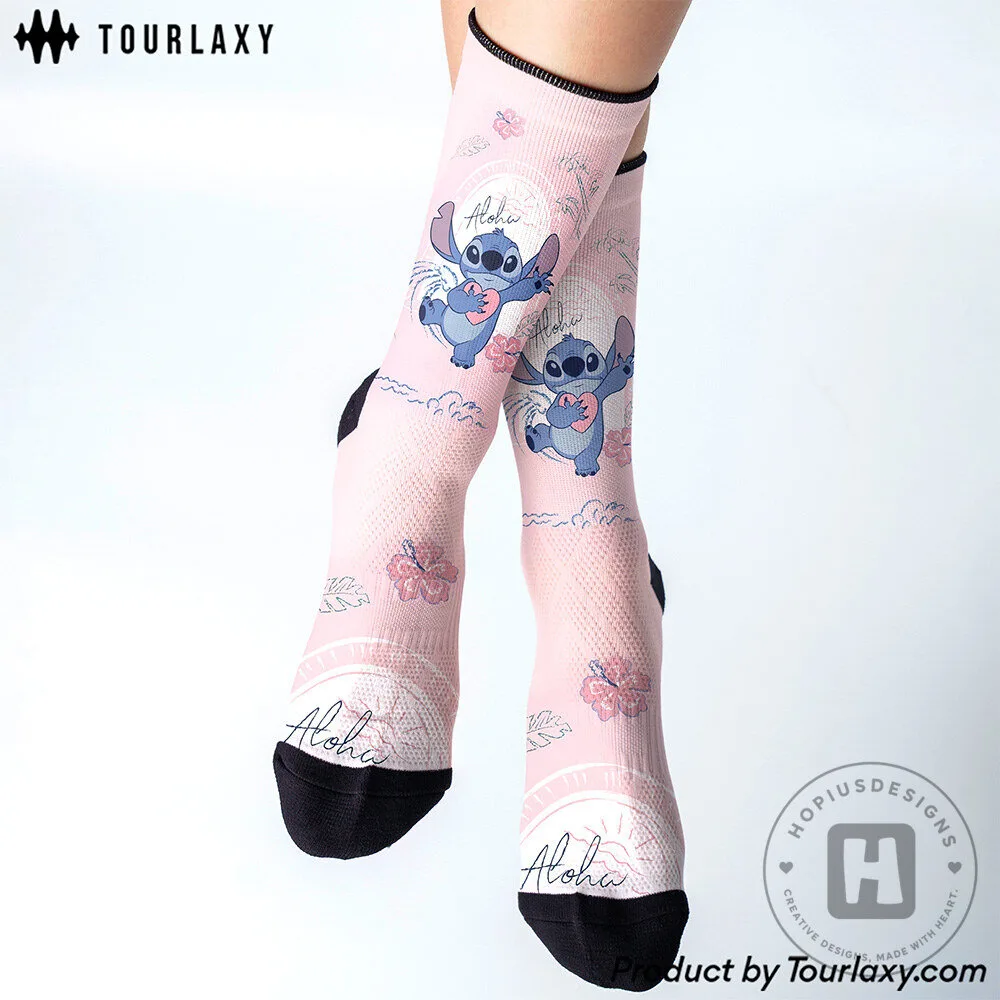 Lilo and Stitch Aloha Pink Character Socks