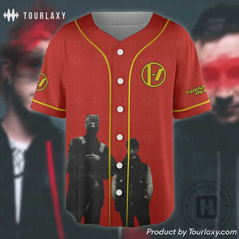 Twenty One Pilots Clancy Tour Red Baseball Jersey 8 Twenty One Pilots Clancy Tour Red Baseball Jersey