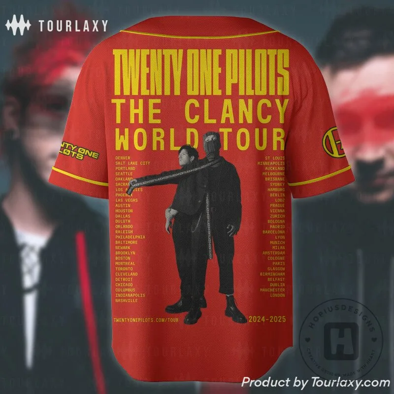 Twenty One Pilots Clancy Tour Red Baseball Jersey 9 Twenty One Pilots Clancy Tour Red Baseball Jersey
