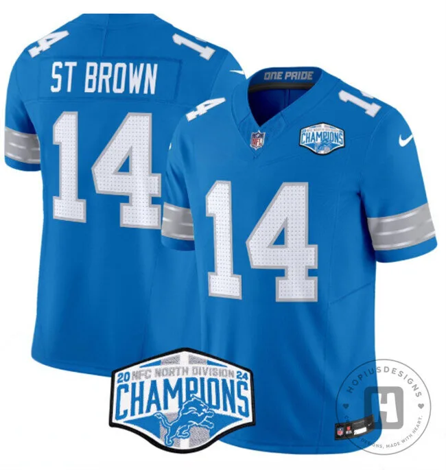 Amon-Ra St. Brown Detroit Lions 2024 NFC North Champions Football Jersey