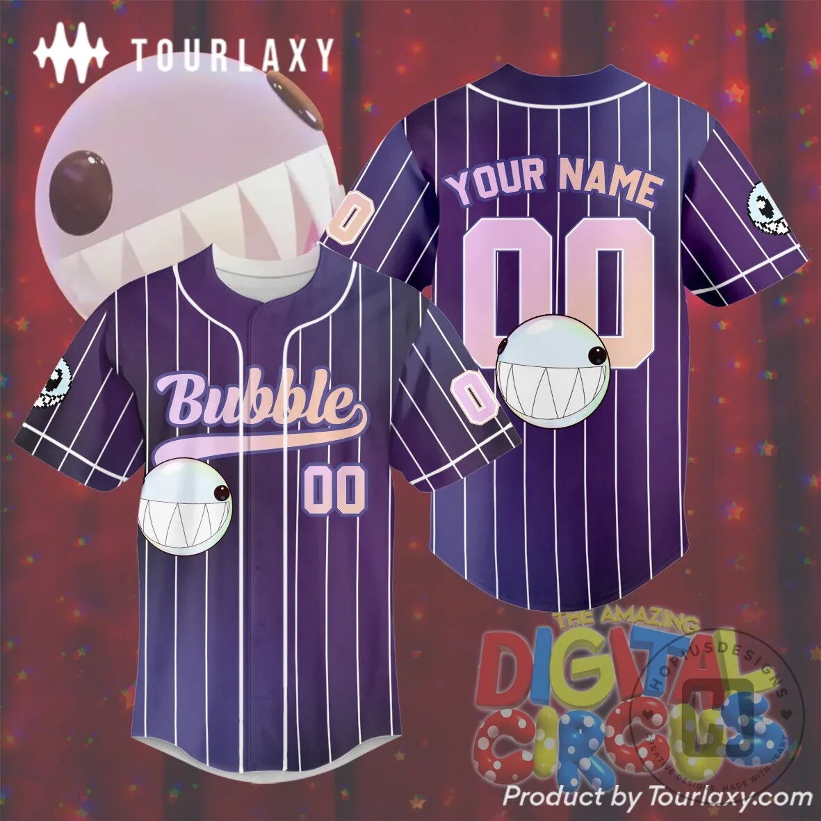 Digital Circus Bubble Character Baseball Jersey - Amazing Design