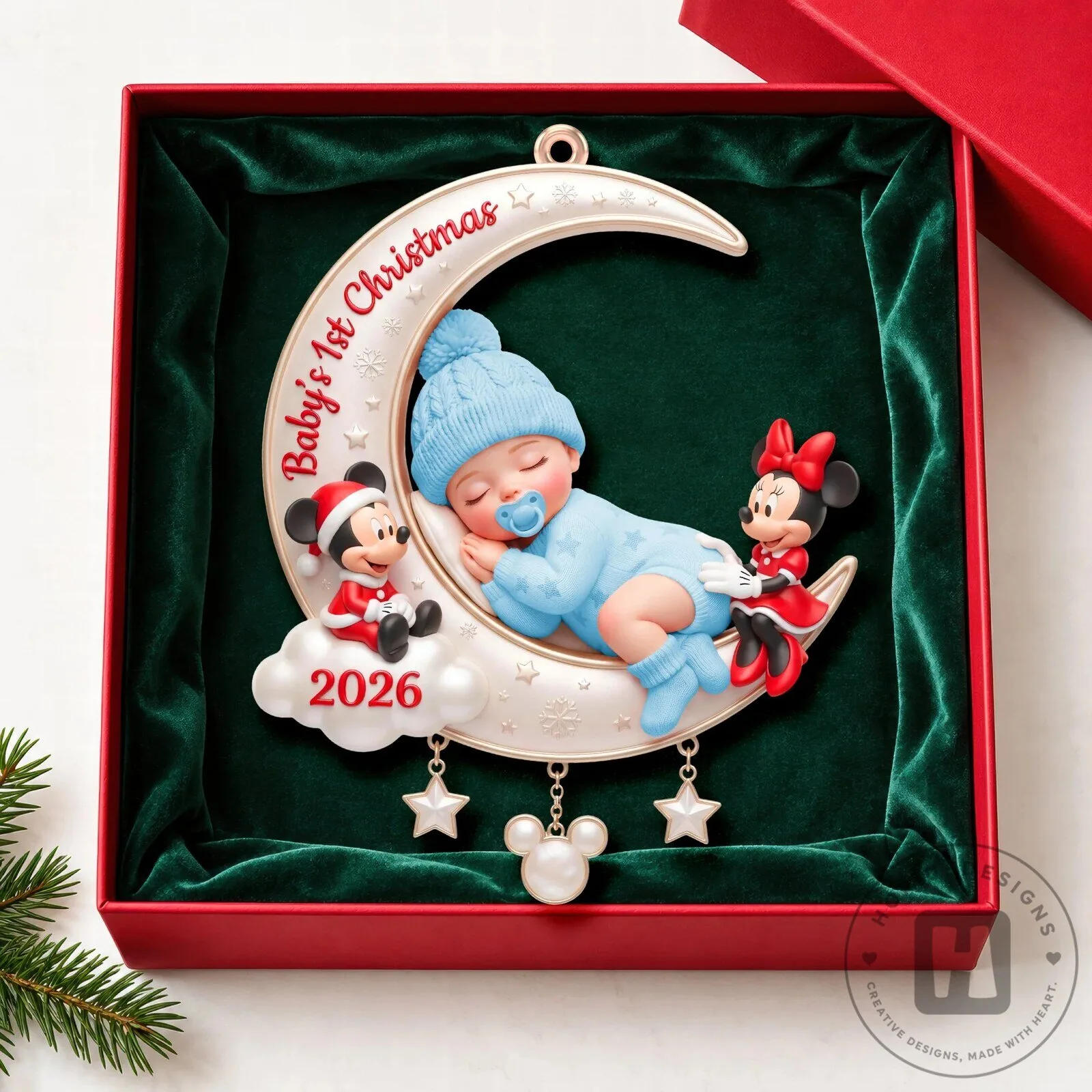 Baby's First Christmas Personalized Sleeping Baby Minnie Mickey Mouse Ornament 10 Baby